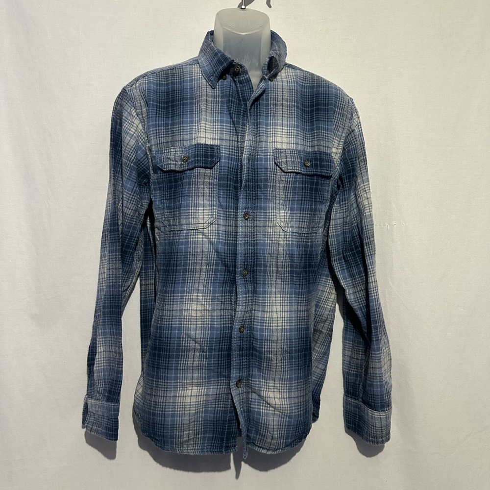 George Blue Plaid Long-Sleeve Button-Down Shirt – Men’s Size L